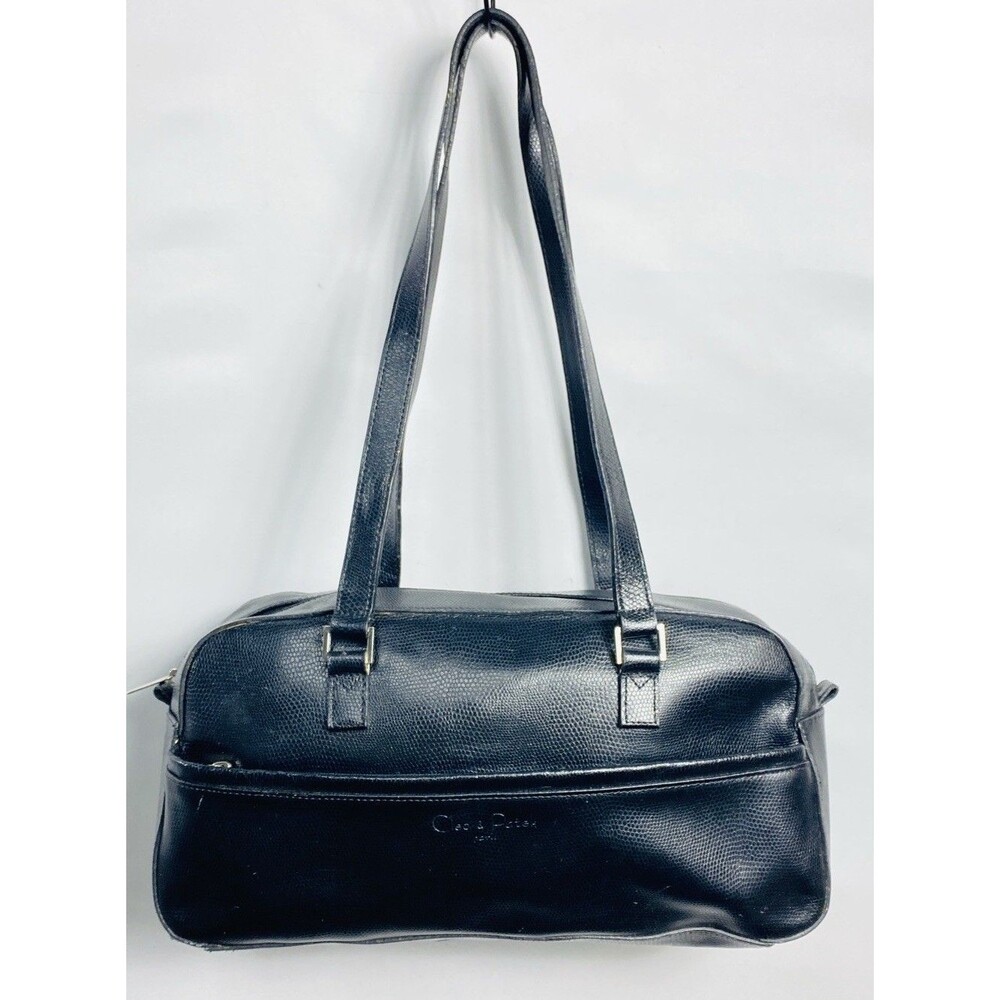 Cleo & Patek Paris Black Leather   Shoulder Bag Sleak Elegant 14x7x4 ( See Pic )